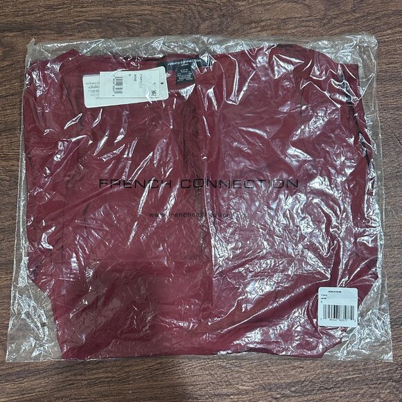 French Connection Long Bell Sleeve Red Satin Minidress Size 0 - Picture 6 of 8